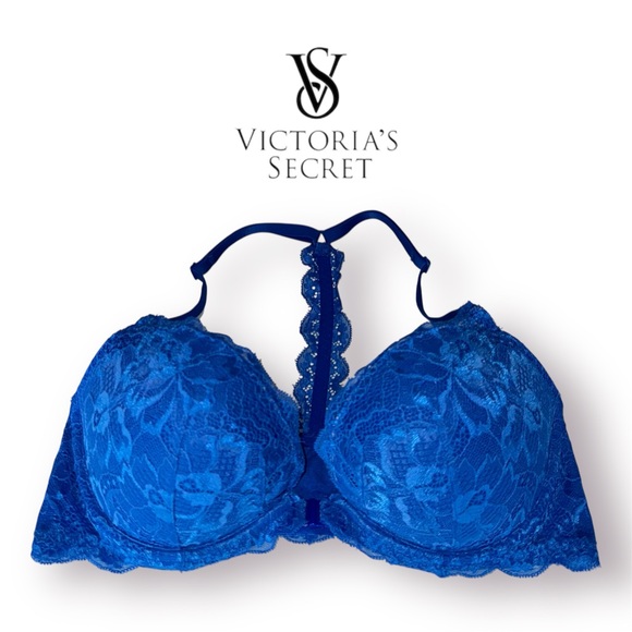 Victoria's Secret Other - PINK Victoria's Secret Royal Blue Lace Push-up Bra with Racerback Straps